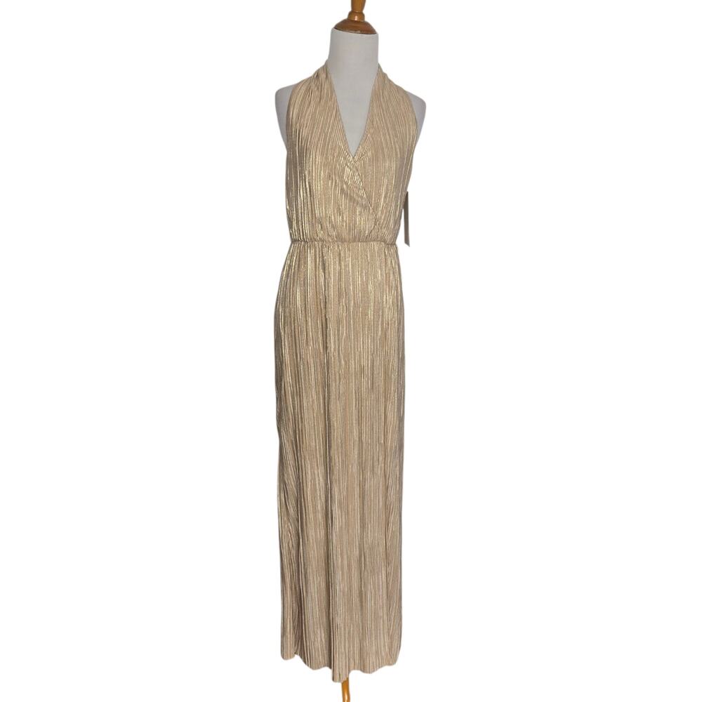NWT Boston Proper Glam Gold Dress Maxi Party 70s Style Slinky Sexy Women XS